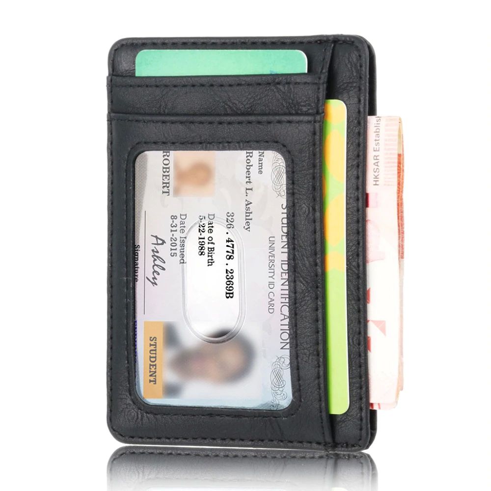 WALLET Slim PU Leather Wallet With RFID - Grey